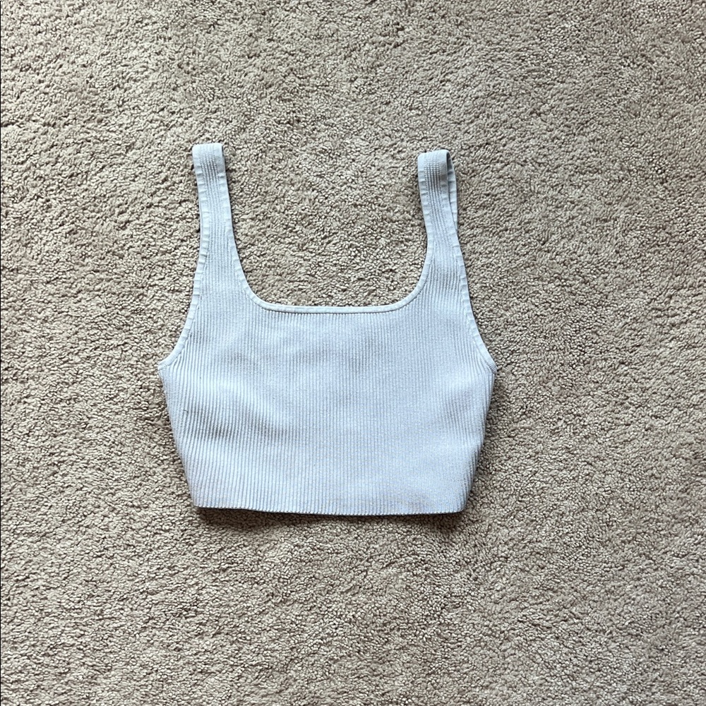 Aritzia White Ribbed Crop Top